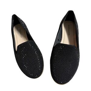 ANDIAMO Black Women's Loafers with black rhinestones  Size 5.5